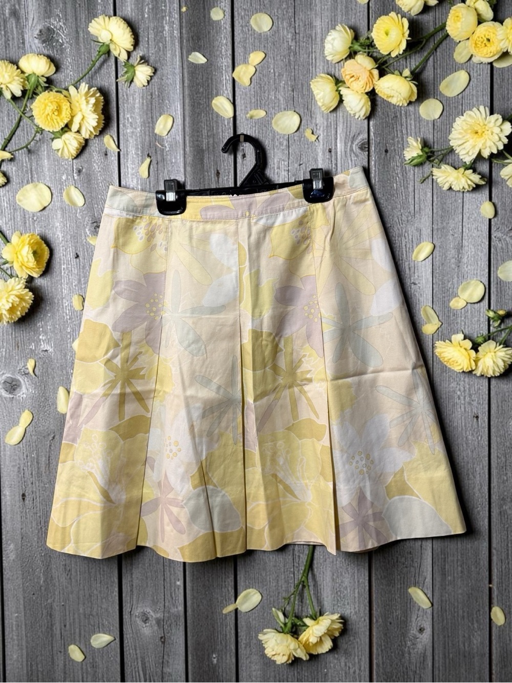 Talbots Yellow Floral A-Line Skirt